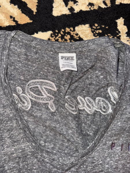 NWOT Grey Blue Sequin VS Pink Tee-LARGE