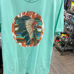 Mint Indian Headdress Tee