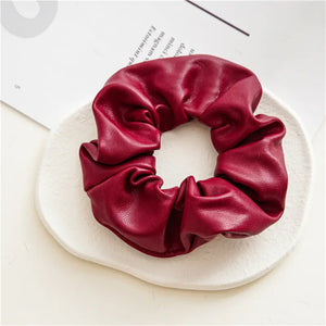 Red Leather Scrunchie
