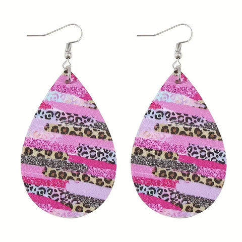 Pink Leopard Abstract Earrings