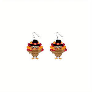 Thanksgiving Wood Turkey Earrings