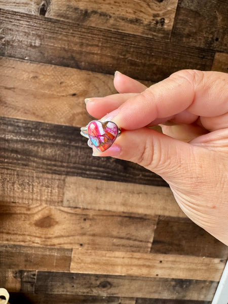 Heart Ring - Size 7 -Dahlia ring and sterling silver
