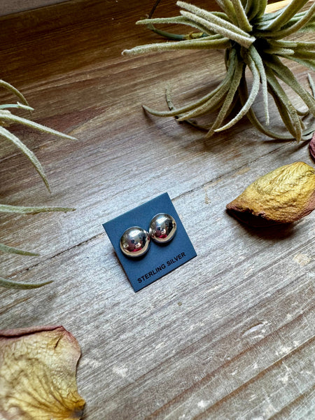 Simple Sterling Silver Stud Earrings – 10mm Round