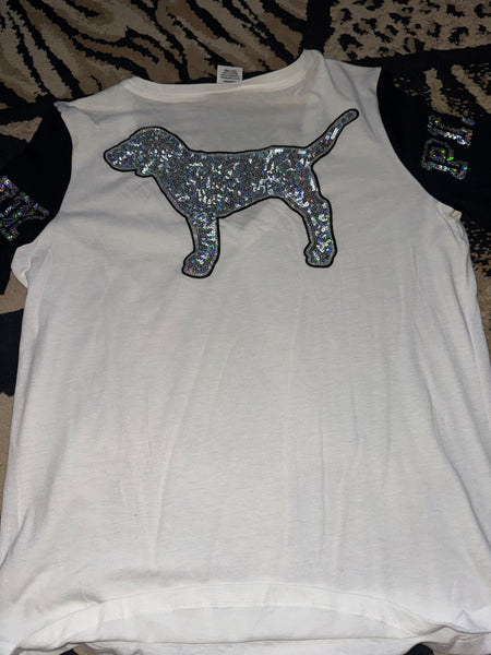 NWOT Sequin VS Dog Tee-LARGE