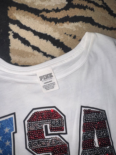 NWOT USA Sequin Tee-LARGE