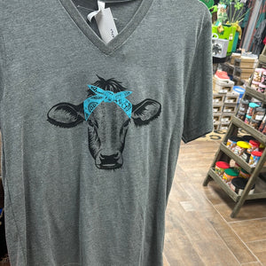 Teal Bandana Cow Tee