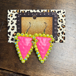 Pink/Yellow Arrowhead Earrings