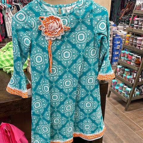 Turquoise/Orange Kids Dress