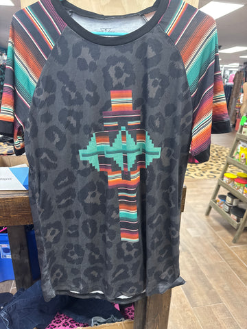 Fall Leopard Aztec Tee