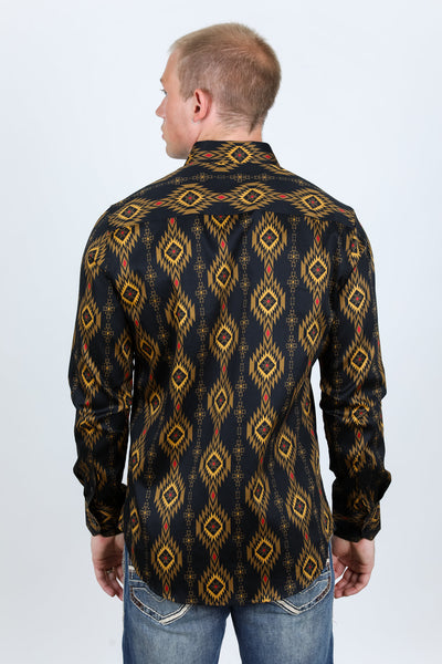 Men’s Legendary Aztec Cotton Spandex Modern Fit shirt - Black