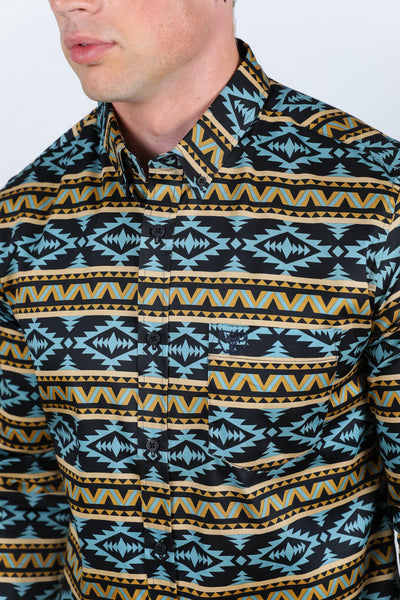 Men’s Legendary Aztec Cotton Spandex Modern Fit shirt - Black