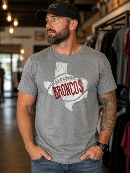 Glitter Red Broncos Tx Tee