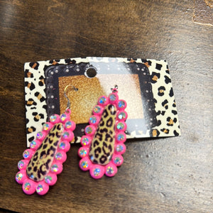 Leopard Hot Pink Earrings