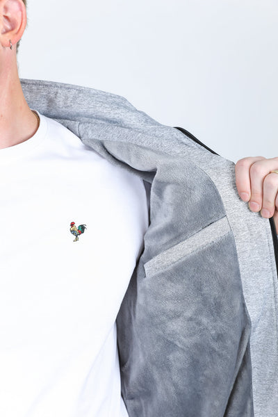 Mens Fur Lined Quilted Hooded Jacket - Light Gray