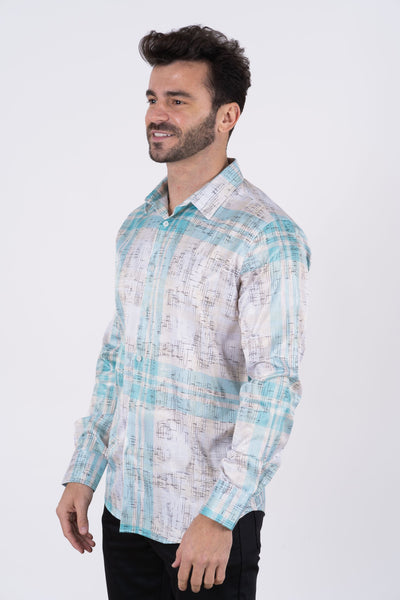 Mens Modern Fit Stretch Foiled Shirt - White
