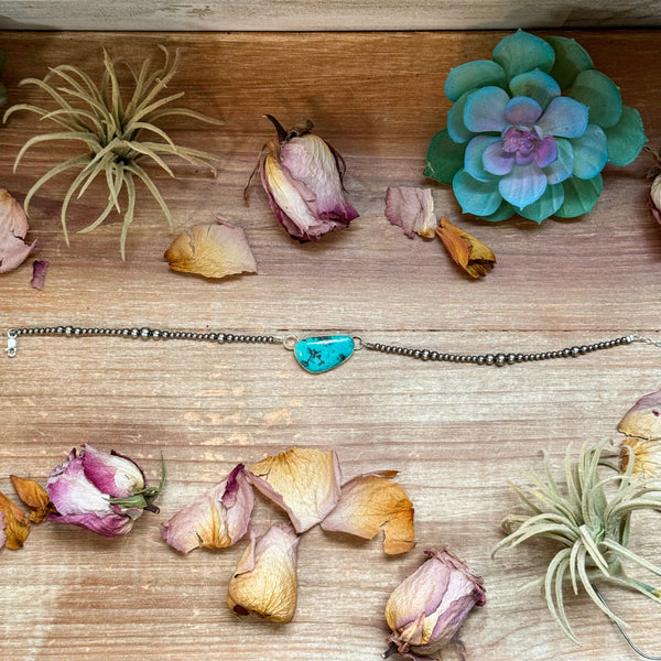 Sterling Silver & Turquoise Choker – 13” + Extender – Handmade In-House by The Bijoux FAB