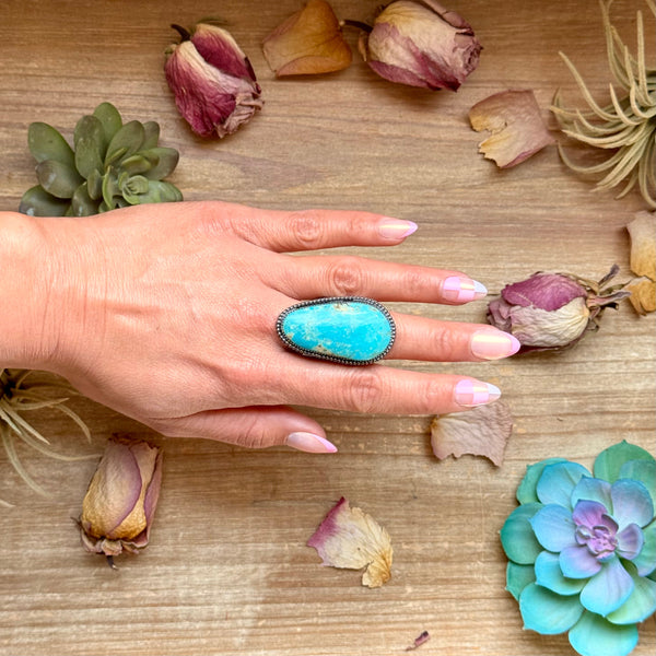 Sterling Silver Adjustable Turquoise Ring – Made by The Bijoux FAB