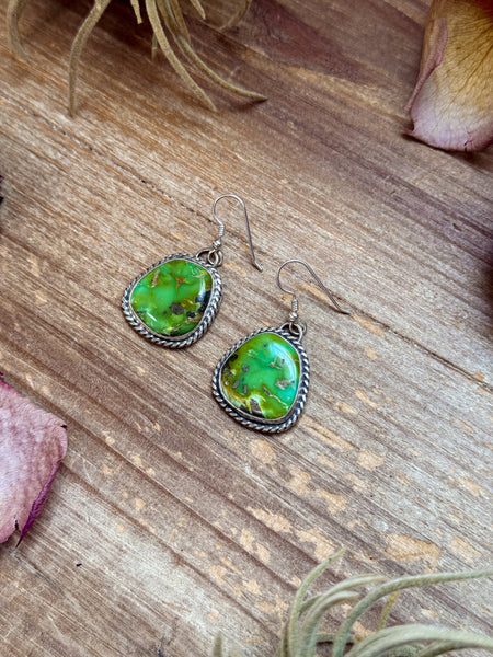 Sterling Silver Sonoran Turquoise Dangle Earrings – Handmade by Artist Jason Ogg