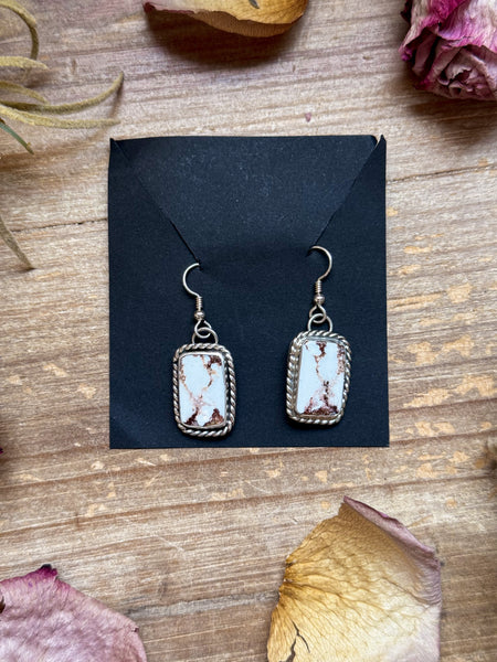 Sterling Silver Wild Horse Jasper Dangle Earrings – Handmade by Artist Jason Ogg