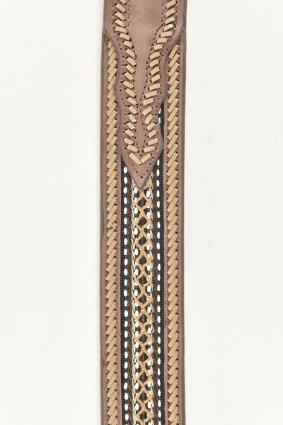 Mens Genuine Leather 3D Hand Stitched Belt - Brown