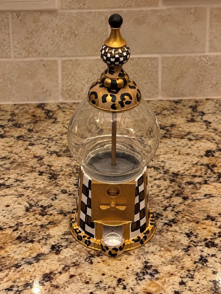 PREORDER Hand Painted Leopard/Checker Gumball Machine