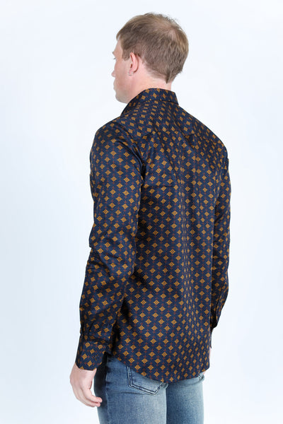 Mens Satin Cotton/Spandex Modern Fit Long Sleeve Shirt