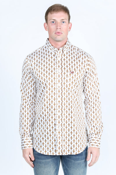 Mens Satin Cotton/Spandex Modern Fit Long Sleeve Shirt