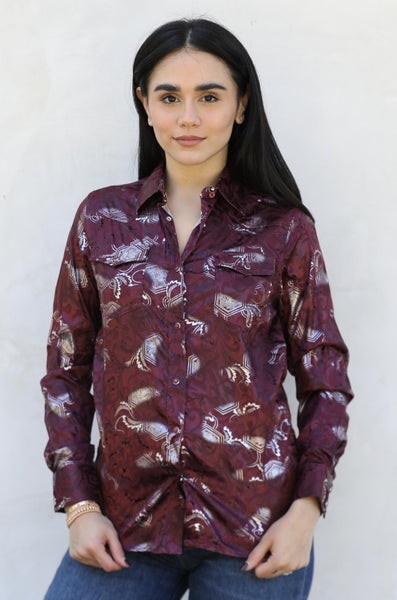 Womens Modern Fit Stretch Foil Fashion Shirt
