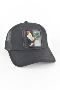 Mens Rooster Logo Baseball Cap - Black