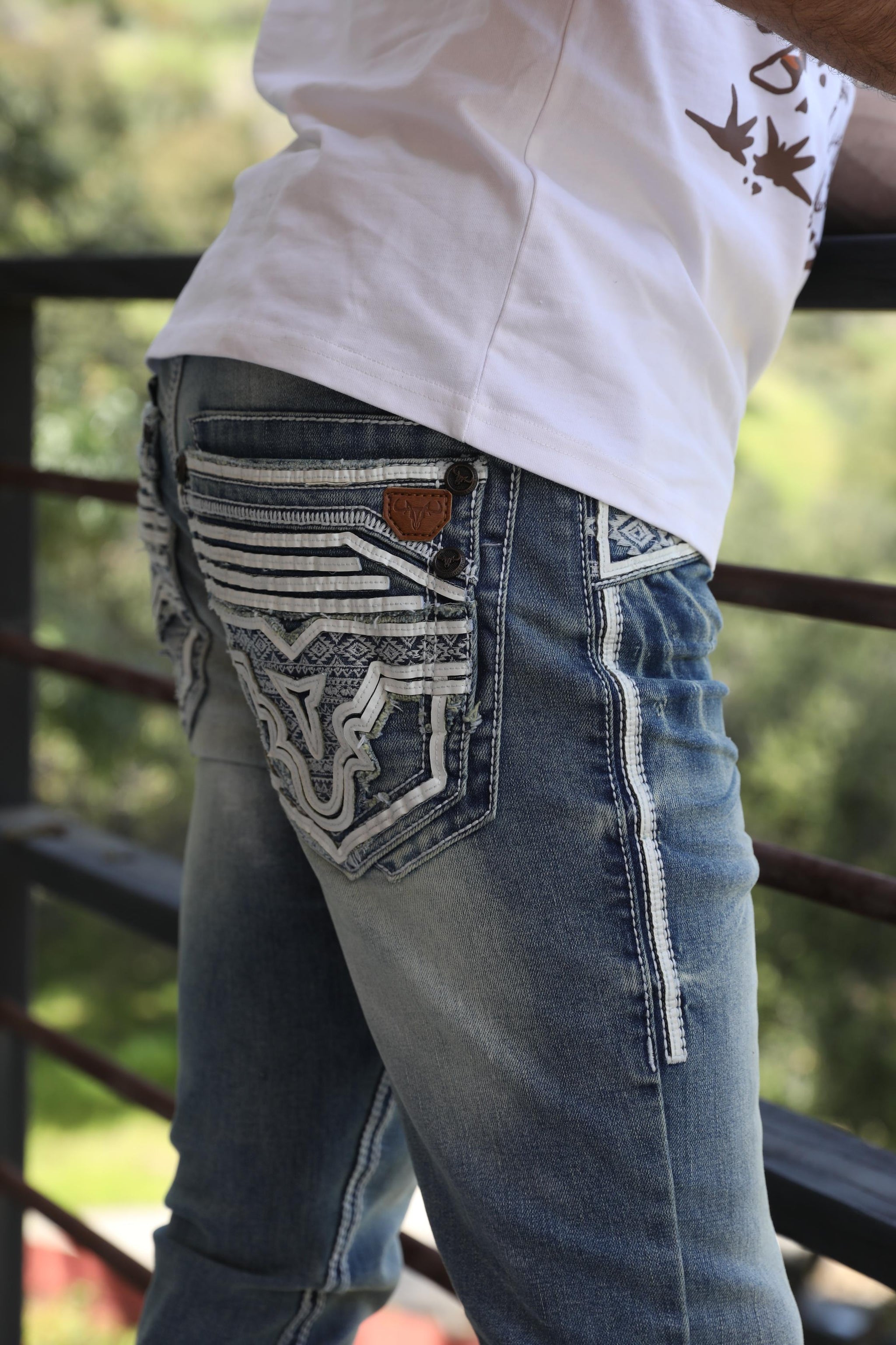 Holt Men's Medium Wash Slim Boot Cut Jeans – Rhinestone Divaz