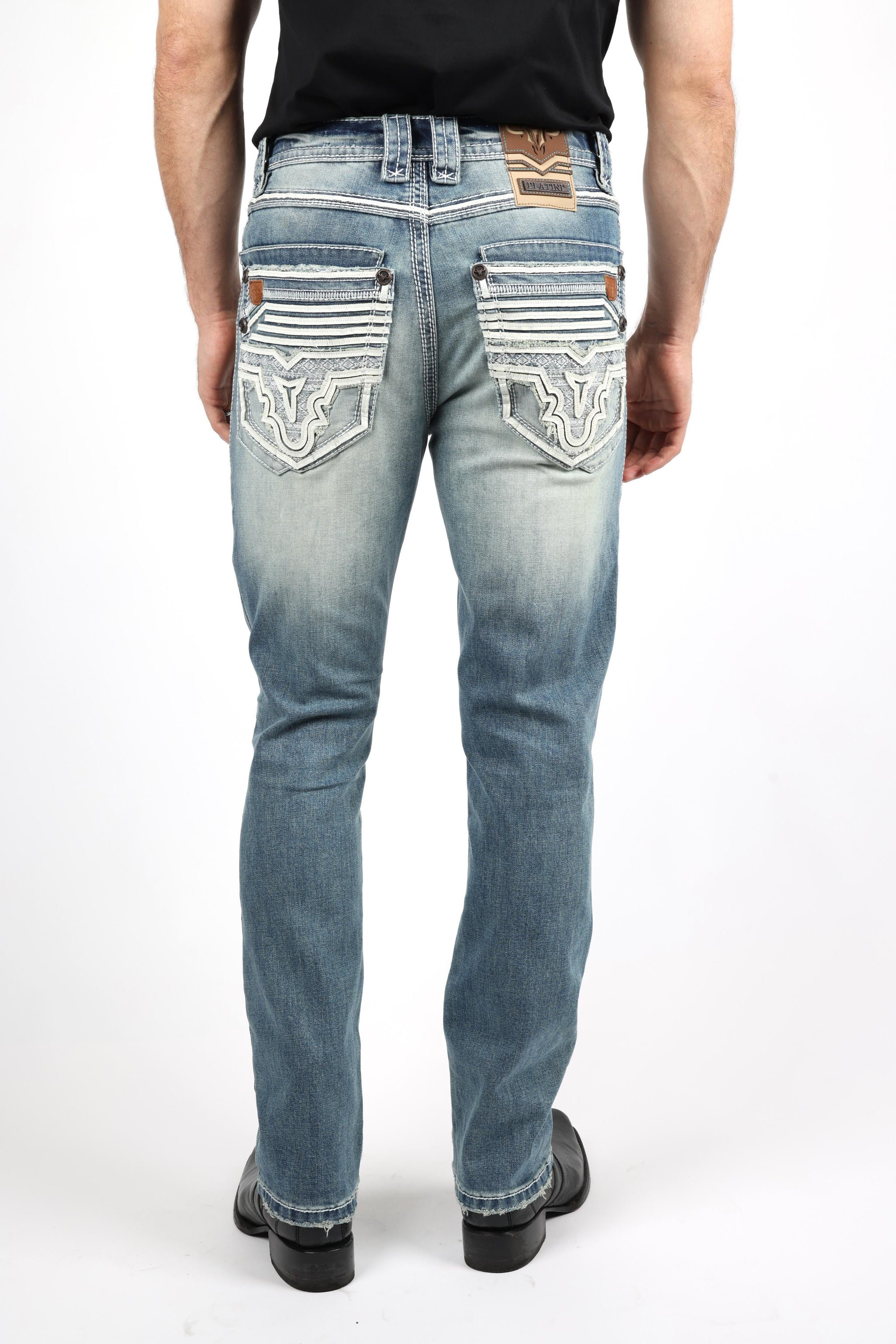Holt Men's Medium Wash Slim Boot Cut Jeans – Rhinestone Divaz