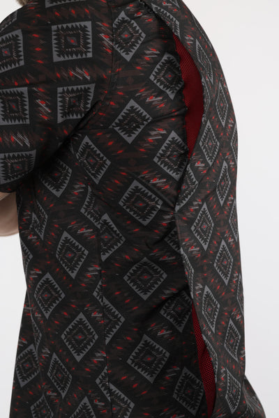 Mens Performance Classic Fit Western Short Sleeve Aztec Print Shirt