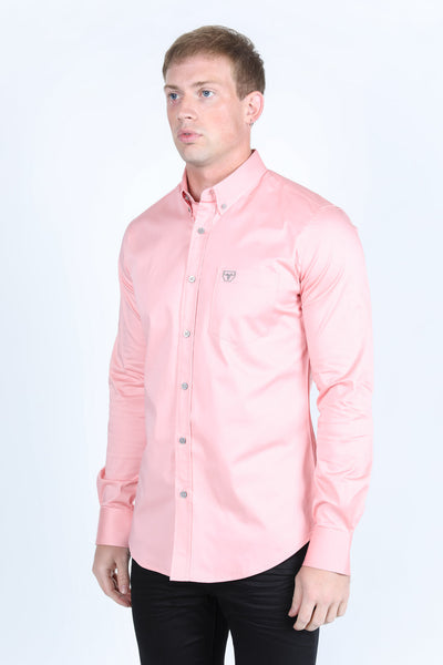 Men’s Single Pocket Logo Modern Fit Stretch Dress Shirt - Pink