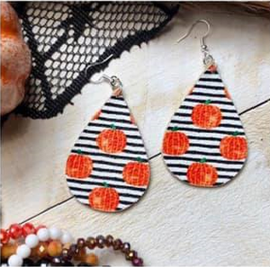 Stripe Pumpkin Earrings