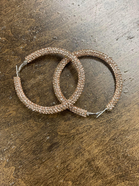 Champagne Rhinestone Hoop Earrings