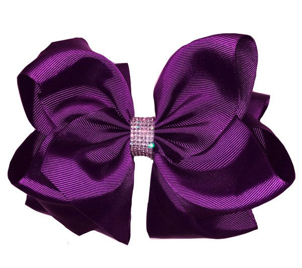 Purple Double Layer Rhinestone Bow