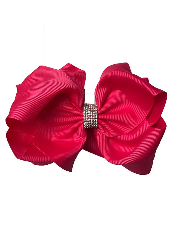 Hot Pink Double Layer Rhinestone Bow