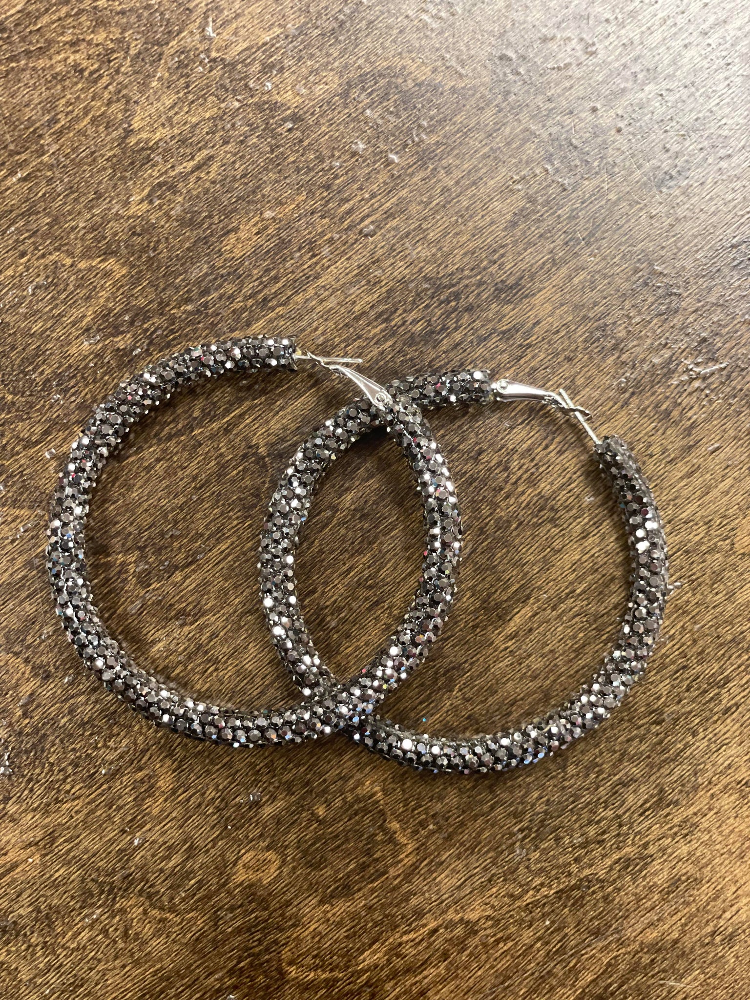 Black Diamond Hoop Earrings