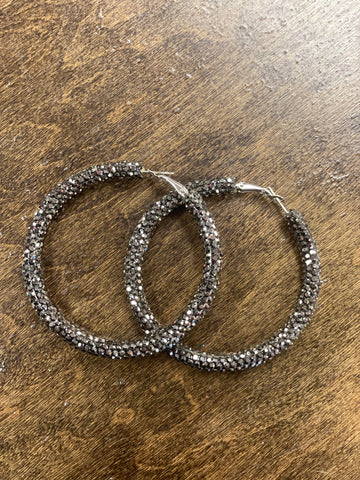 Black Diamond Hoop Earrings