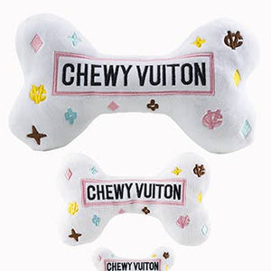 SMALL White Chewy Vuitton Dog Toy