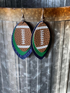 Green/Blue Football Layer Earrings