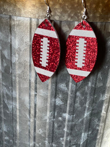Red Glitter Football Earrings