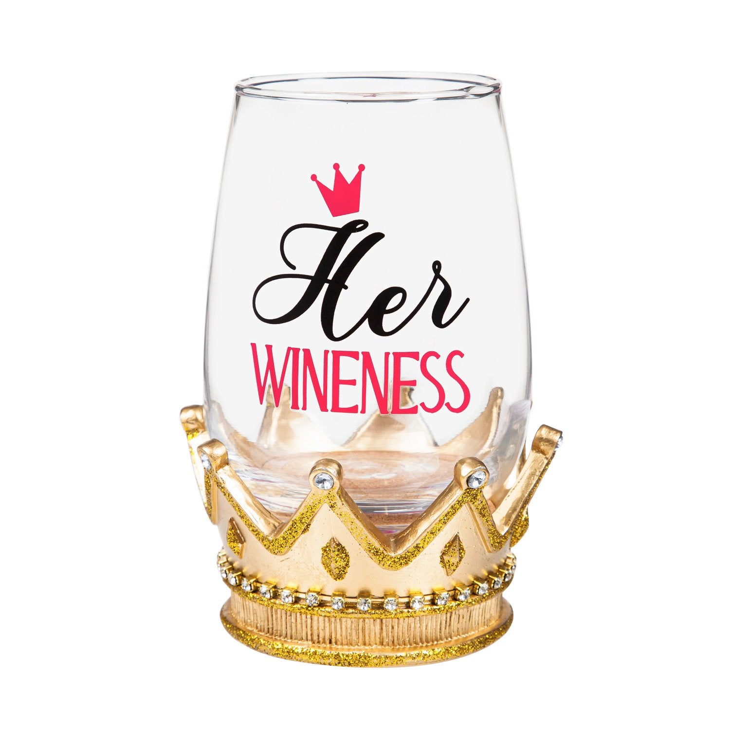 17 OZ Wine Glass with Coaster Base, Her Wineness