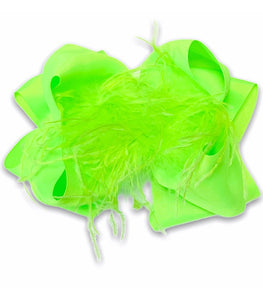 Lime Green Double Layer Feather Bow