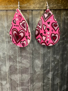 Hot Pink/Red Multi Heart Earrings