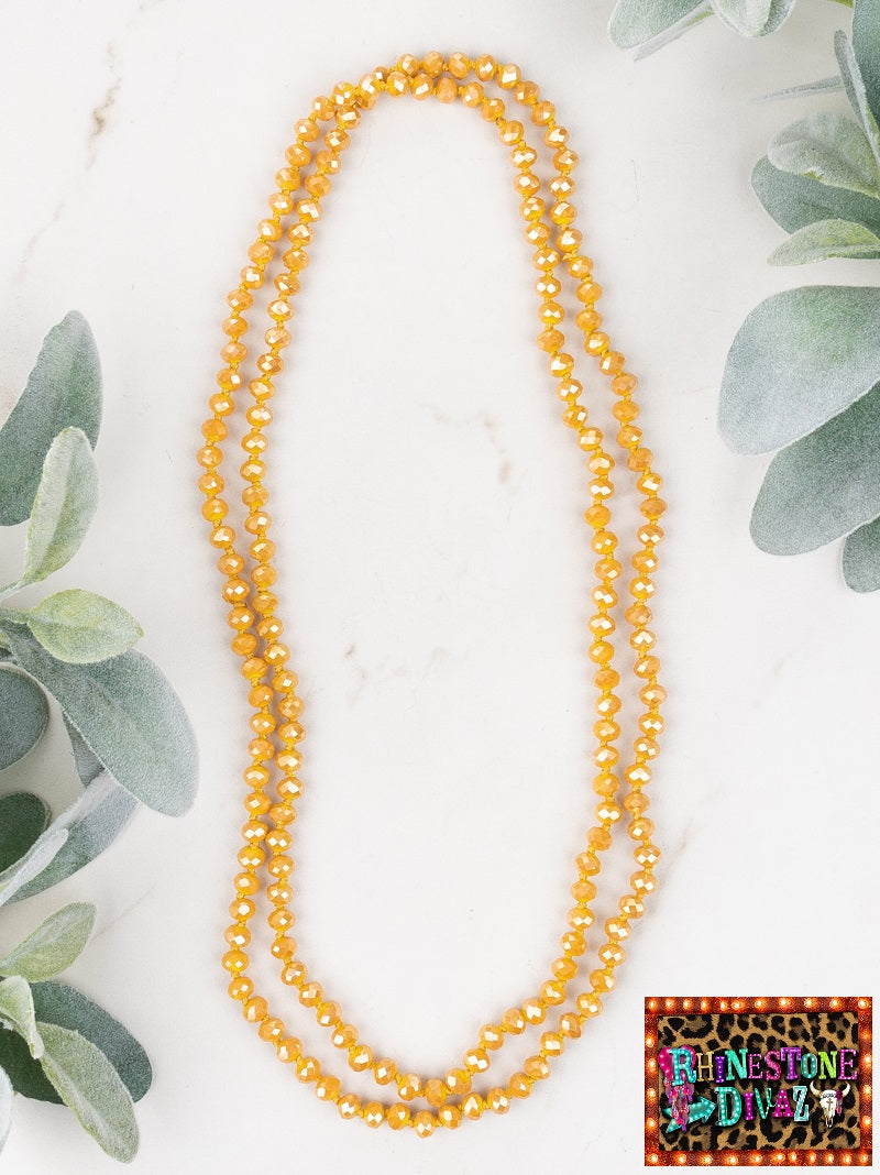 60" Mustard Bead Necklace