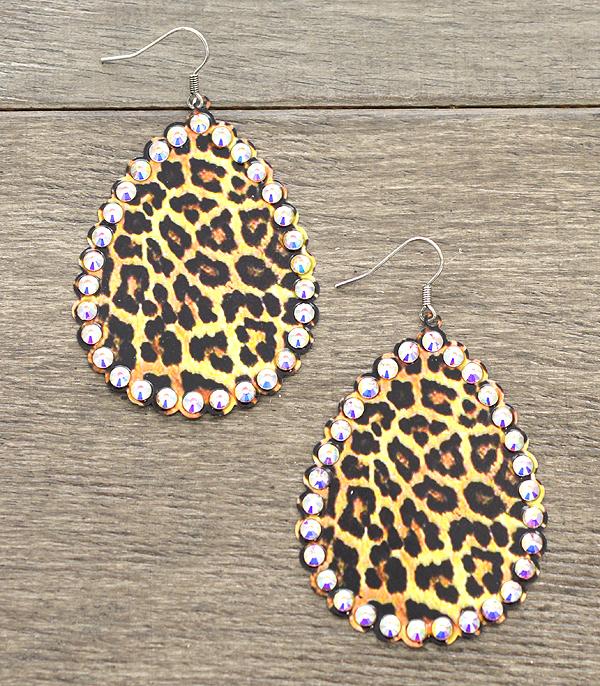 Leopard Rhinestone Teardrop Earring