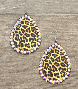 Leopard Rhinestone Teardrop Earring