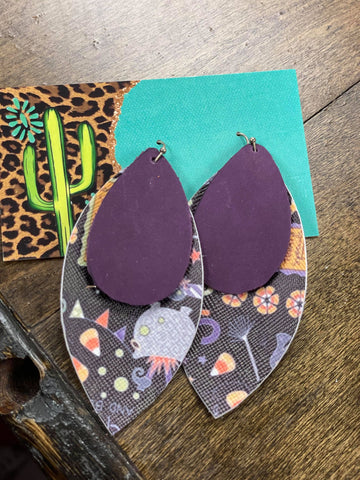 Purple Halloween Theme Earring