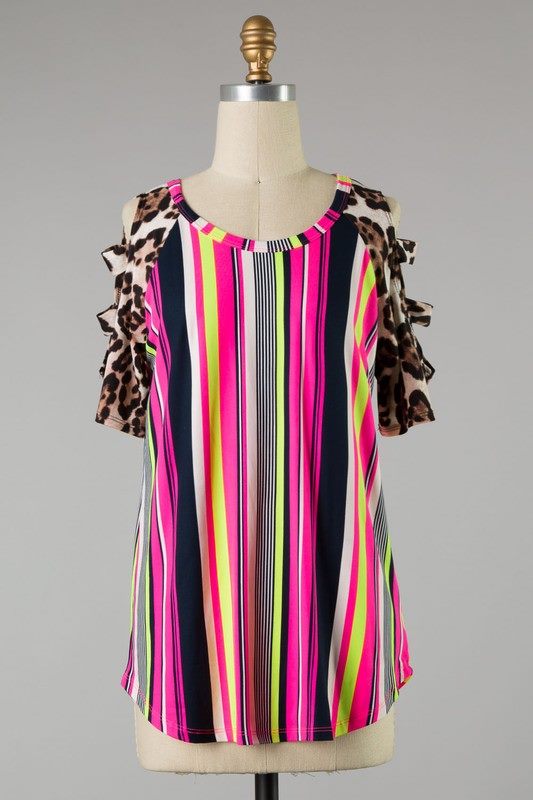 Leopard Latter Sleeve Serape top